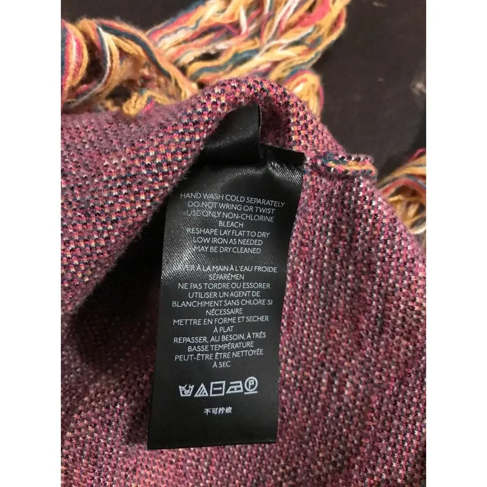 Anthro Fringed Sweater Mini Skirt XL Boho Abstract Print Tassel Hem Knit - Picture 9 of 10